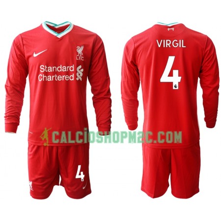 Liverpool Virgil van Dijk 4 Bambino Maglia Prima 2020/2021 Manica Lunga (+ Pantaloncini)